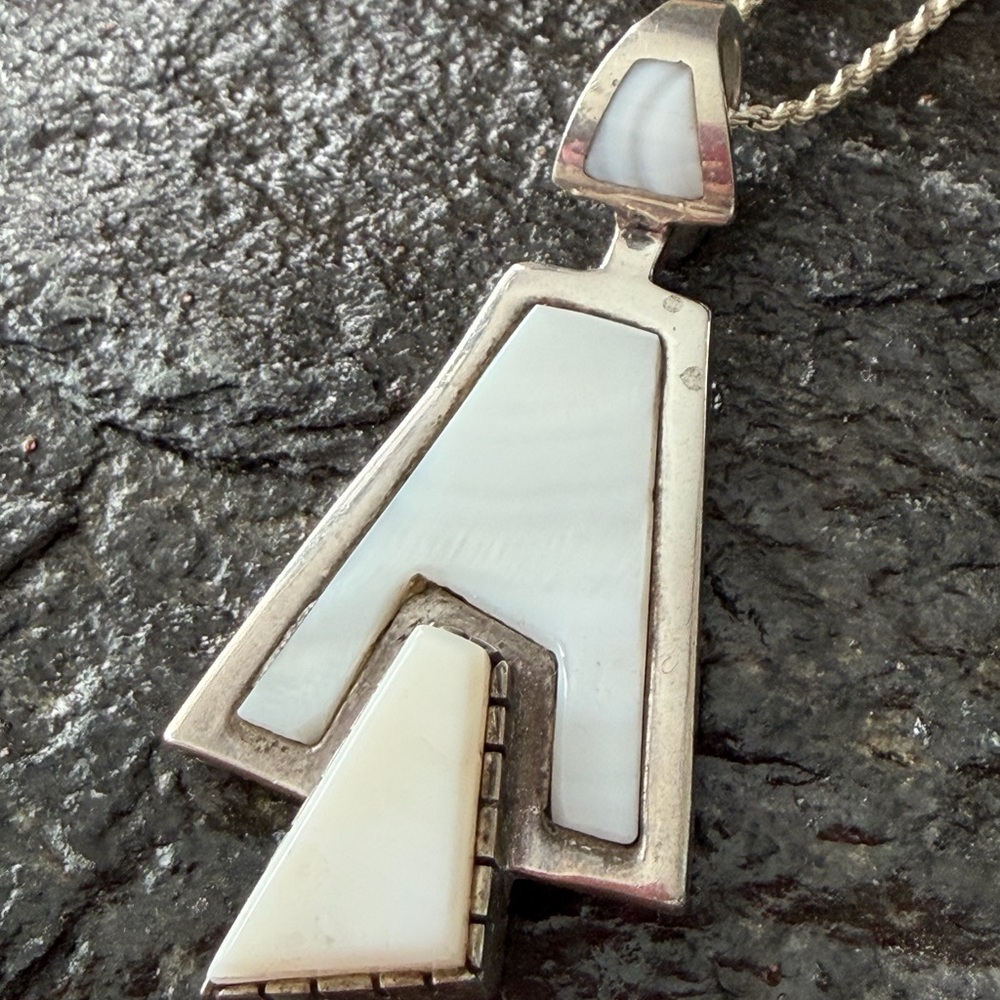 Vintage Mother Of Pearl Native American Pendant